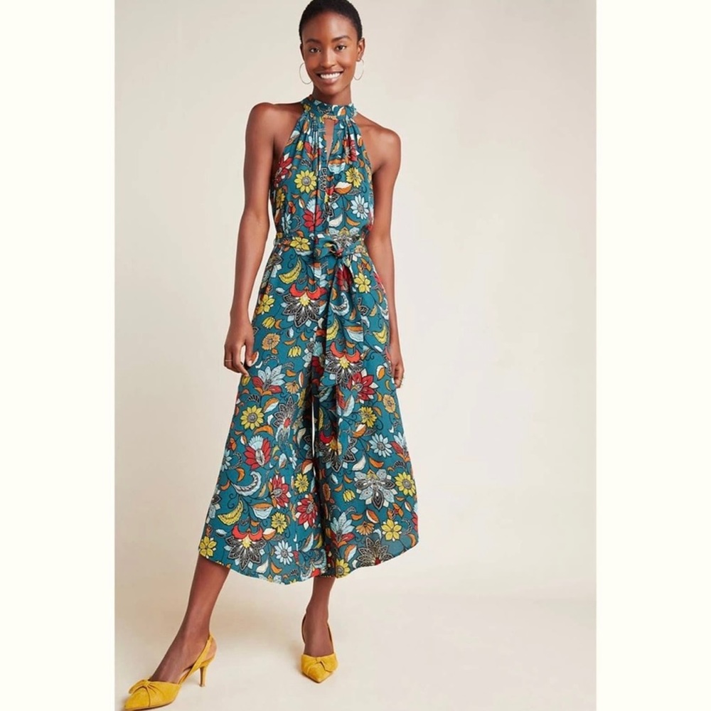 Anthropologie floral jumpsuit